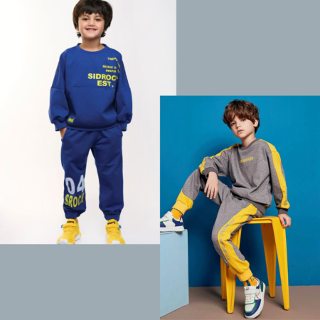 Kids' Stylish Sportswear Set (One-Tone Hoodie & Joggers) Pack of 2
